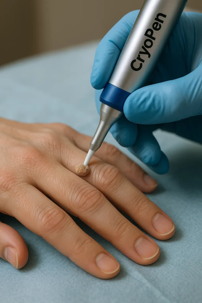 example of cryopen wart removal Burgess Hill treatment on a persons finger