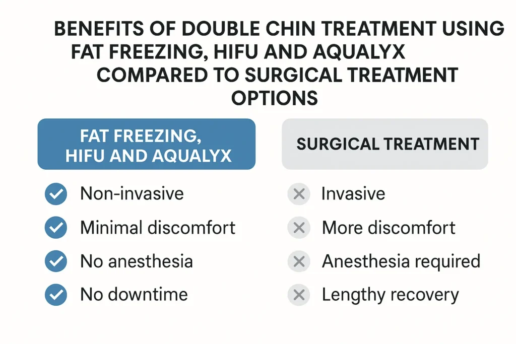 Graphic about the benefits of double chin treatment Burgess Hill - from LA LIPO