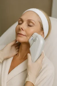 Woman receiving HIFU non surgical facelift treatment Burgess Hill