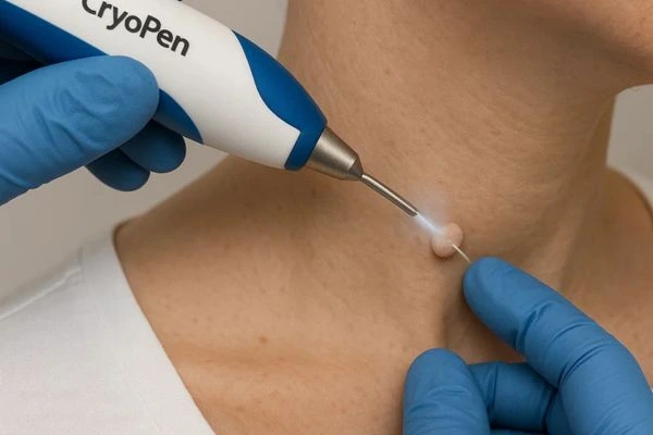 Person receiving cryotherapy Burgess Hill for skin tag removal
